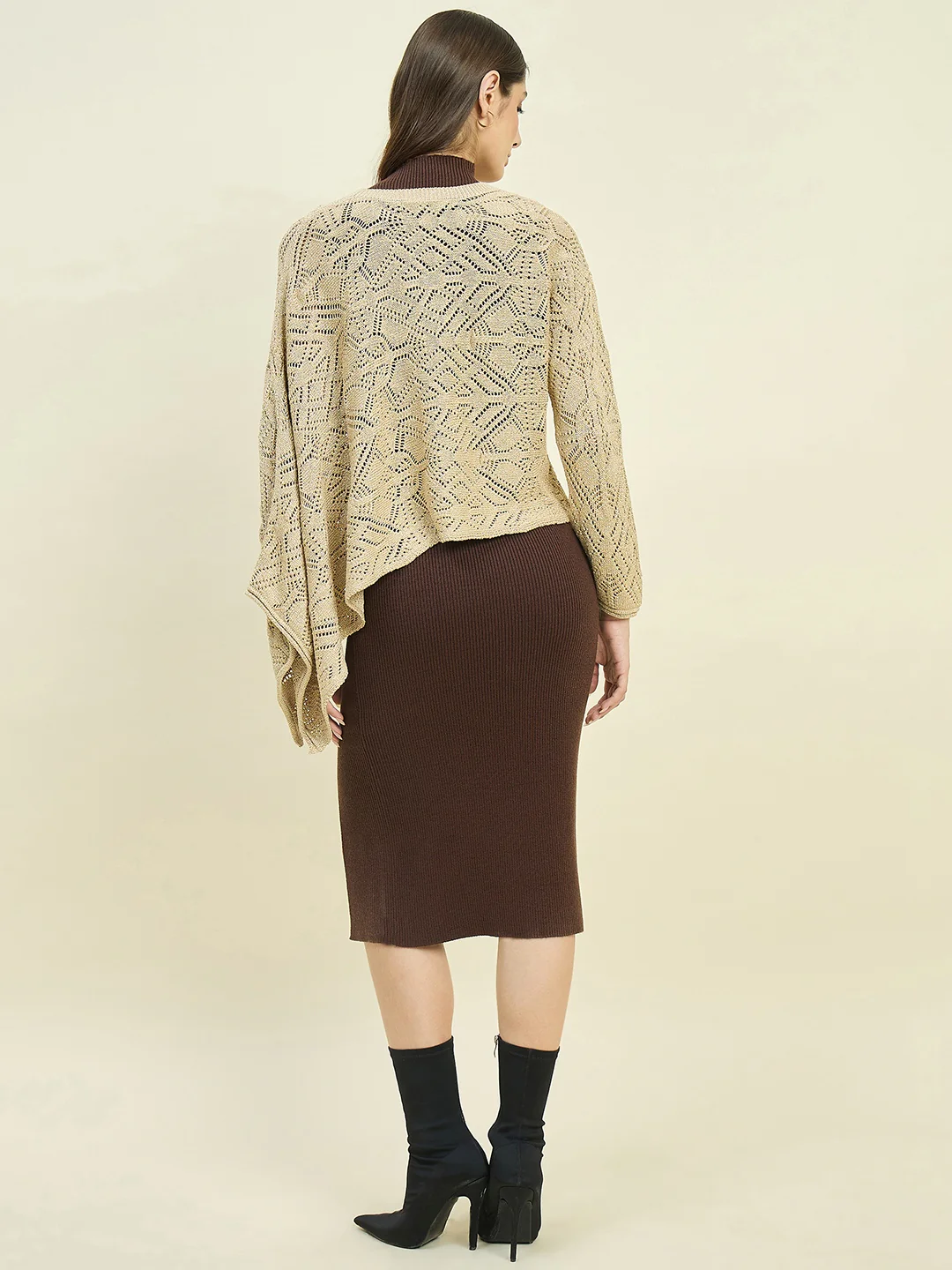 Madame Brown Dress and Cape Knit Co-ord Set - Image 7