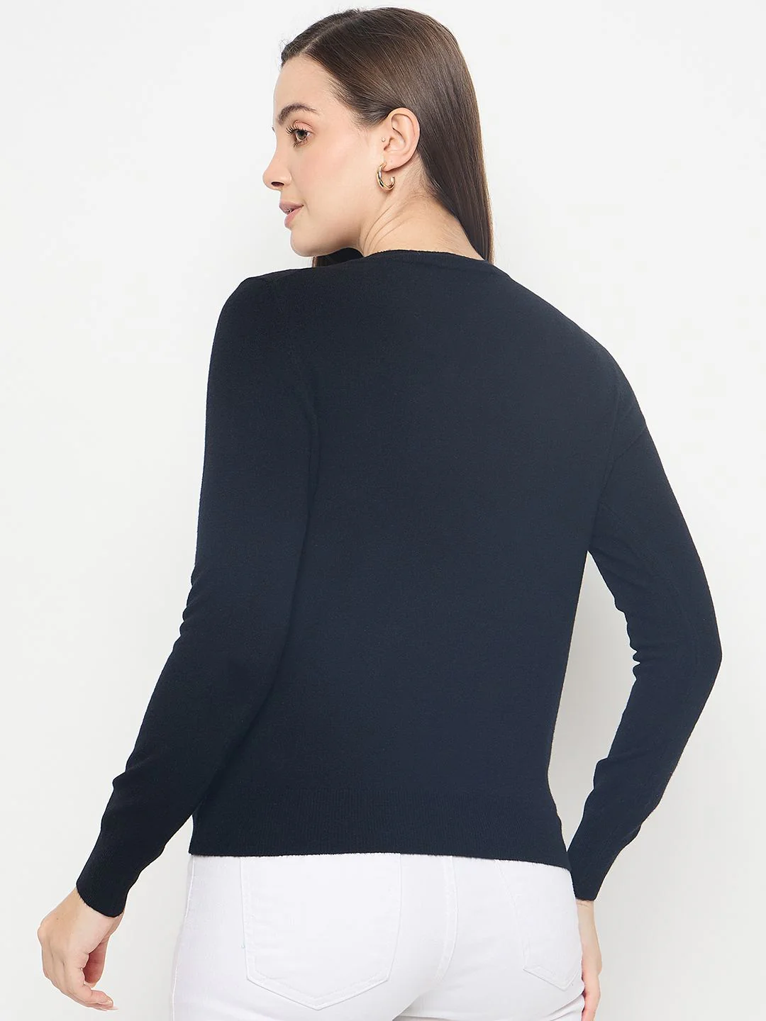 Madame Solid Black Pullover Sweater - Image 6