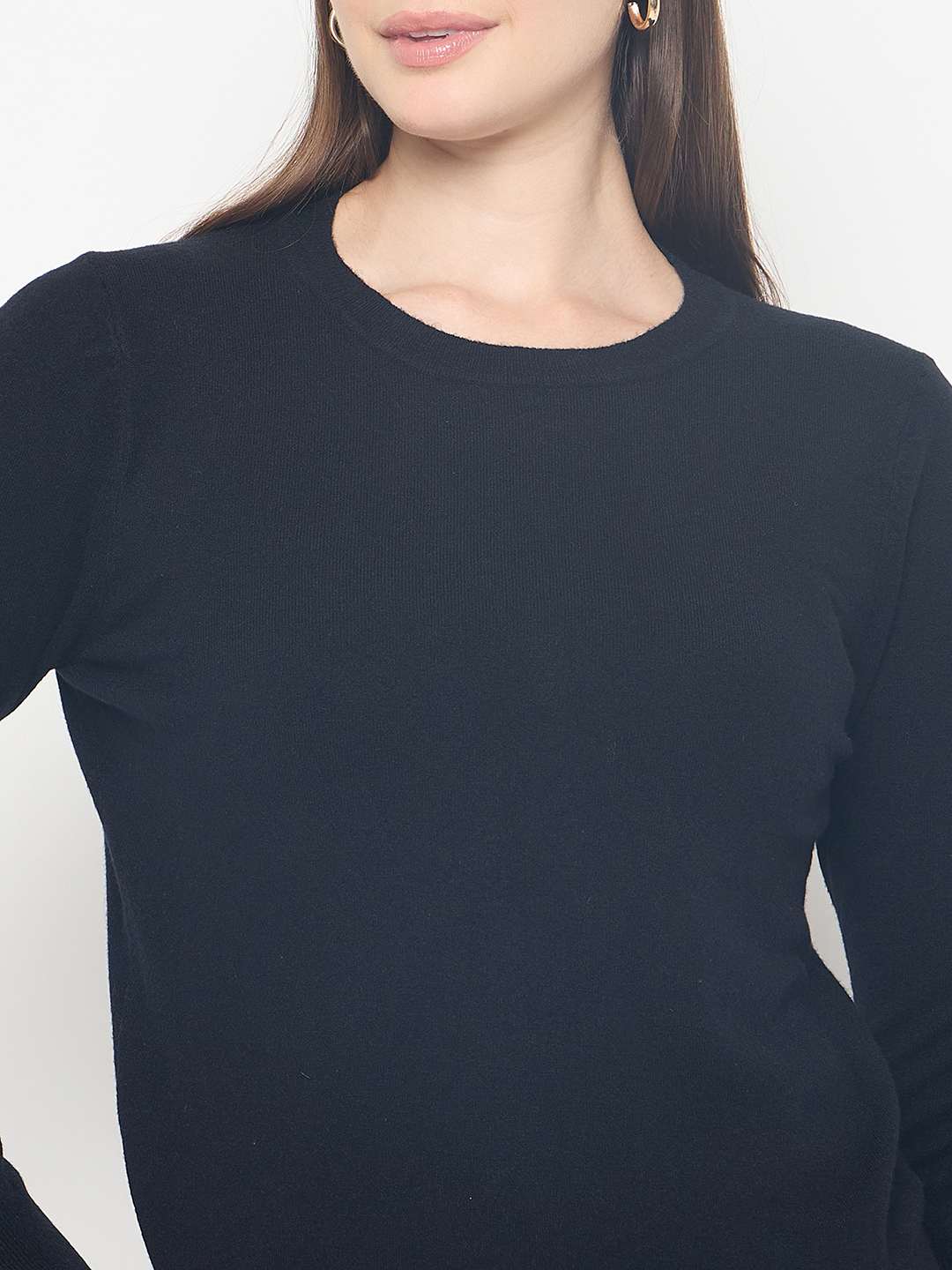 Madame Solid Black Pullover Sweater - Image 7