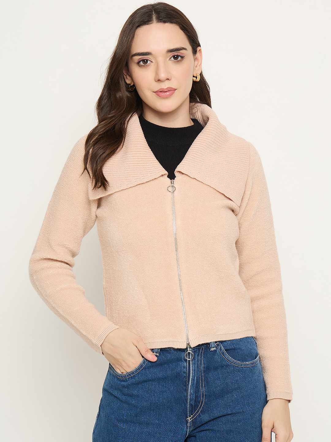 Madame Wide Collar Peach Sweater