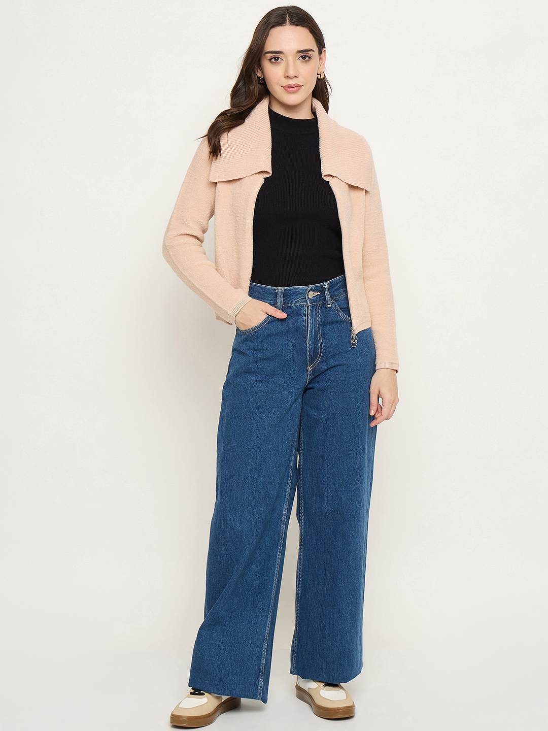 Madame Wide Collar Peach Sweater - Image 3