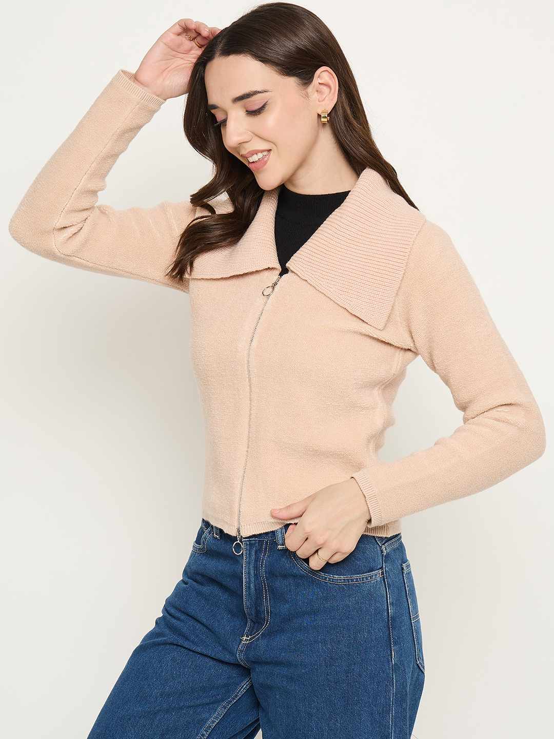 Madame Wide Collar Peach Sweater - Image 5