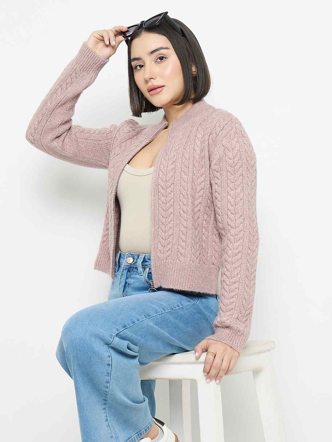 Madame Cable Knit Mauve Sweater