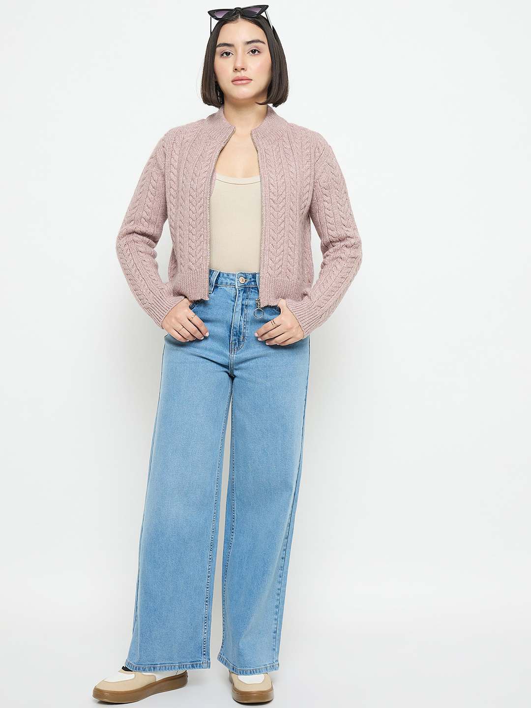 Madame Cable Knit Mauve Sweater - Image 2