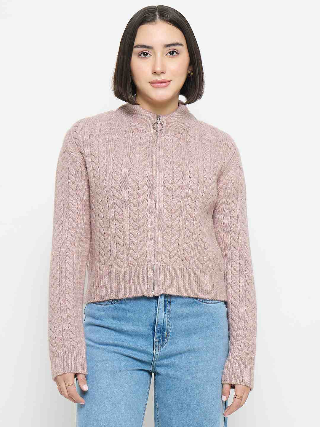 Madame Cable Knit Mauve Sweater - Image 3