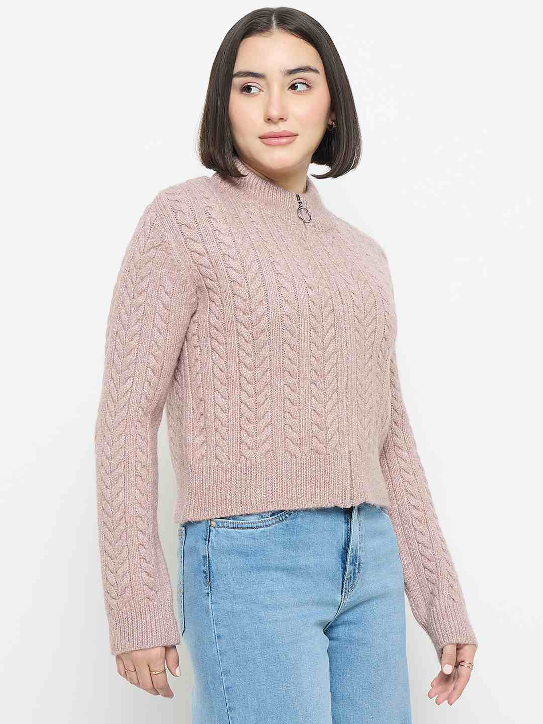 Madame Cable Knit Mauve Sweater - Image 4
