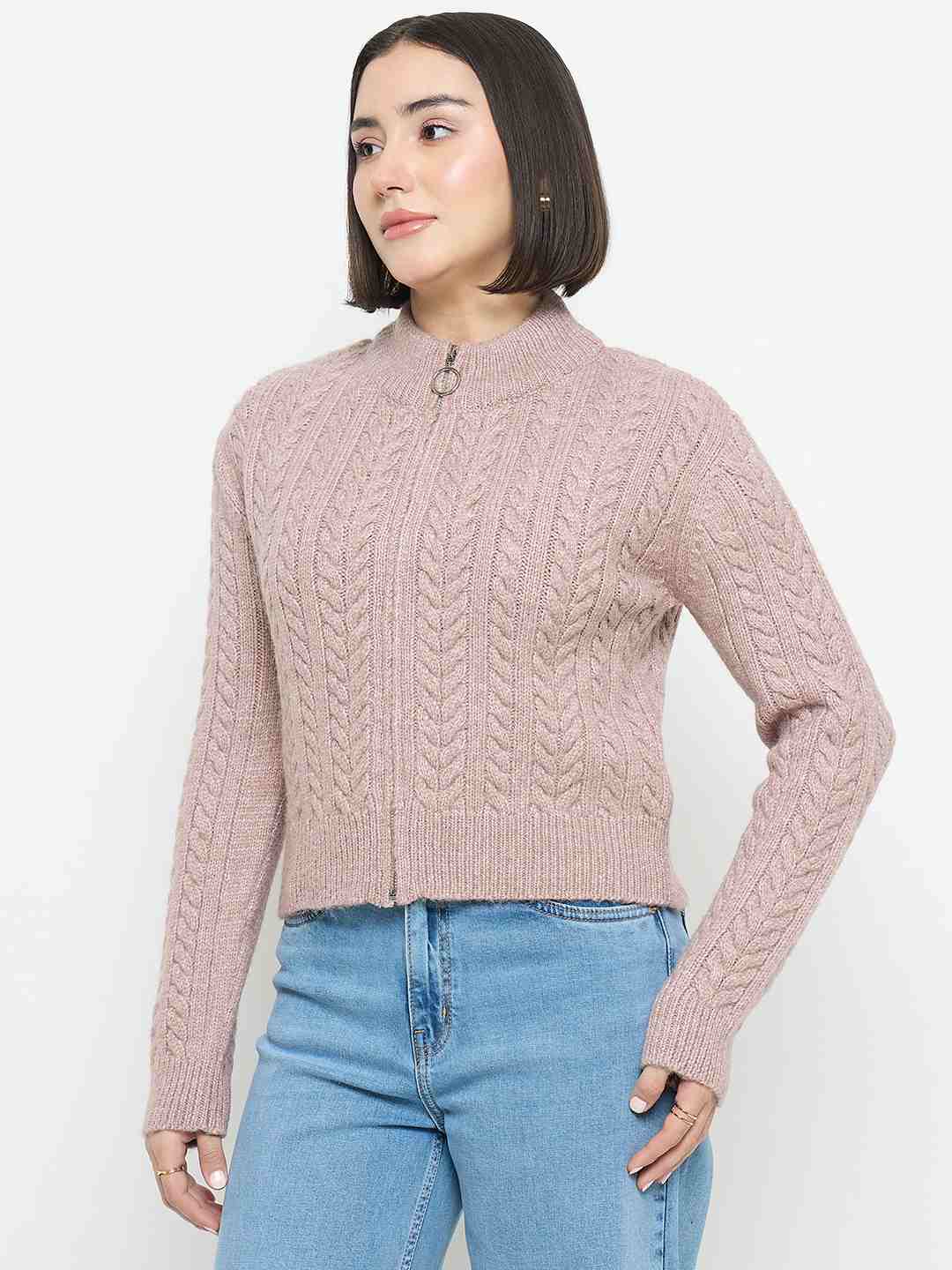 Madame Cable Knit Mauve Sweater - Image 5