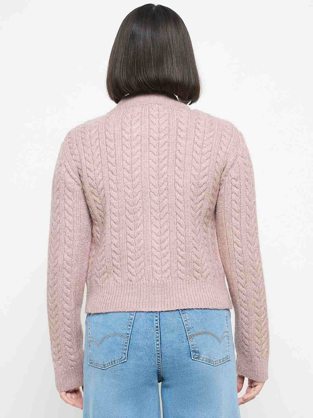 Madame Cable Knit Mauve Sweater - Image 6