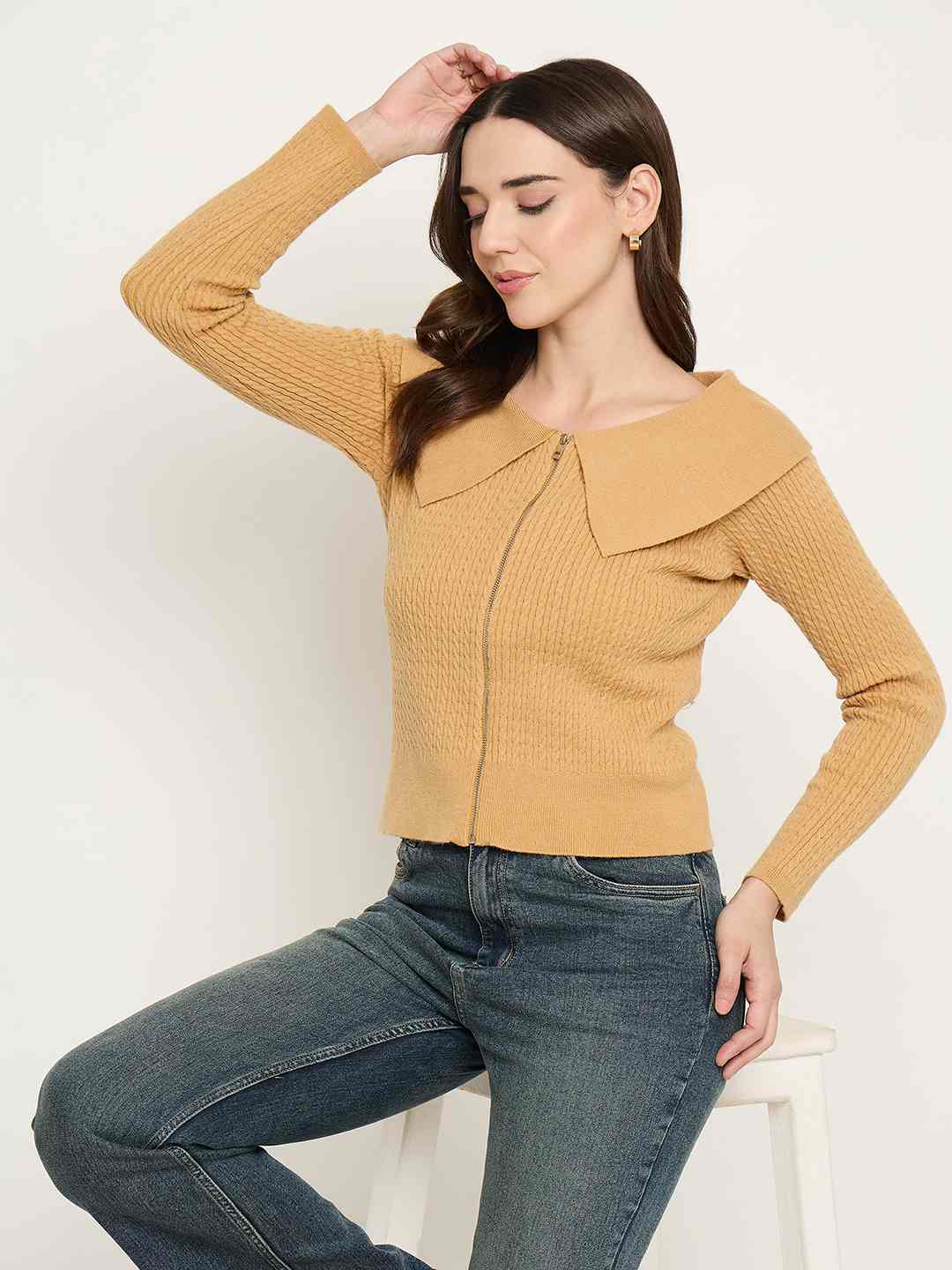 Madame Wide Collar Mustard Yellow Sweater