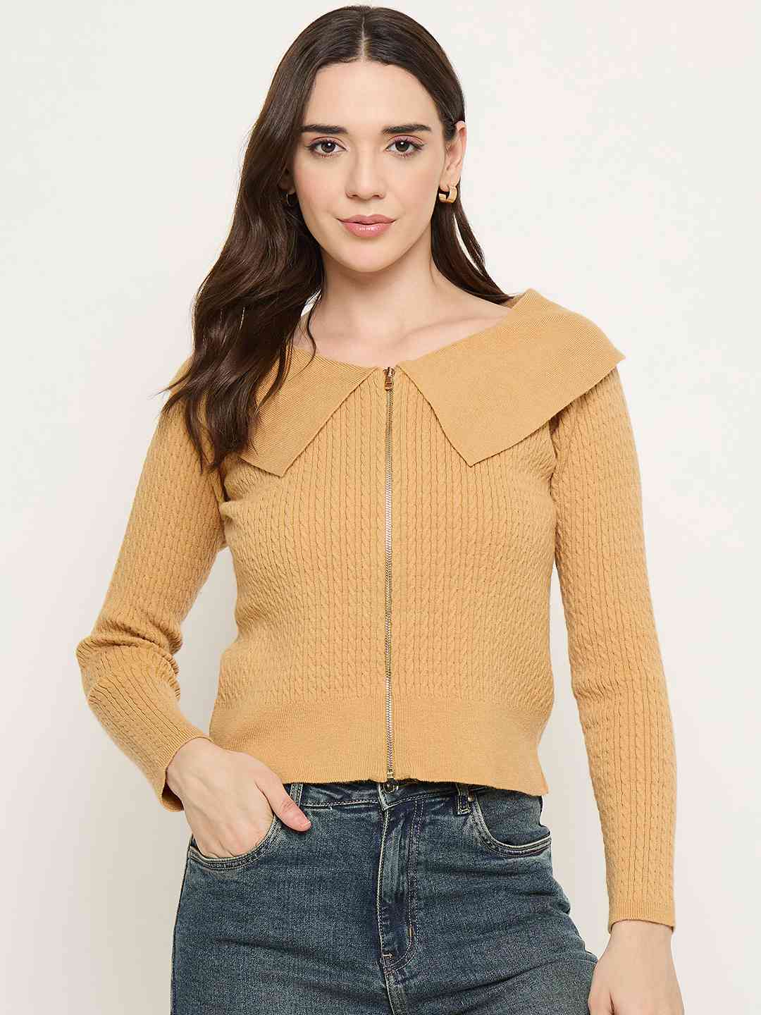 Madame Wide Collar Mustard Yellow Sweater - Image 2