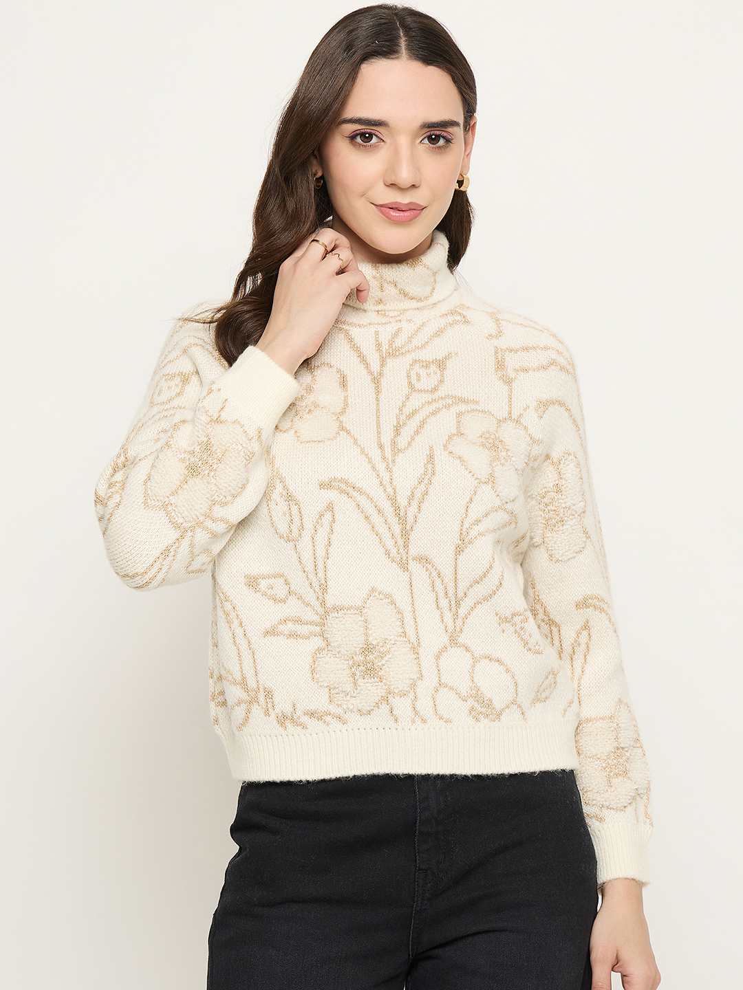 Madame Floral Print Off White Sweater - Image 2