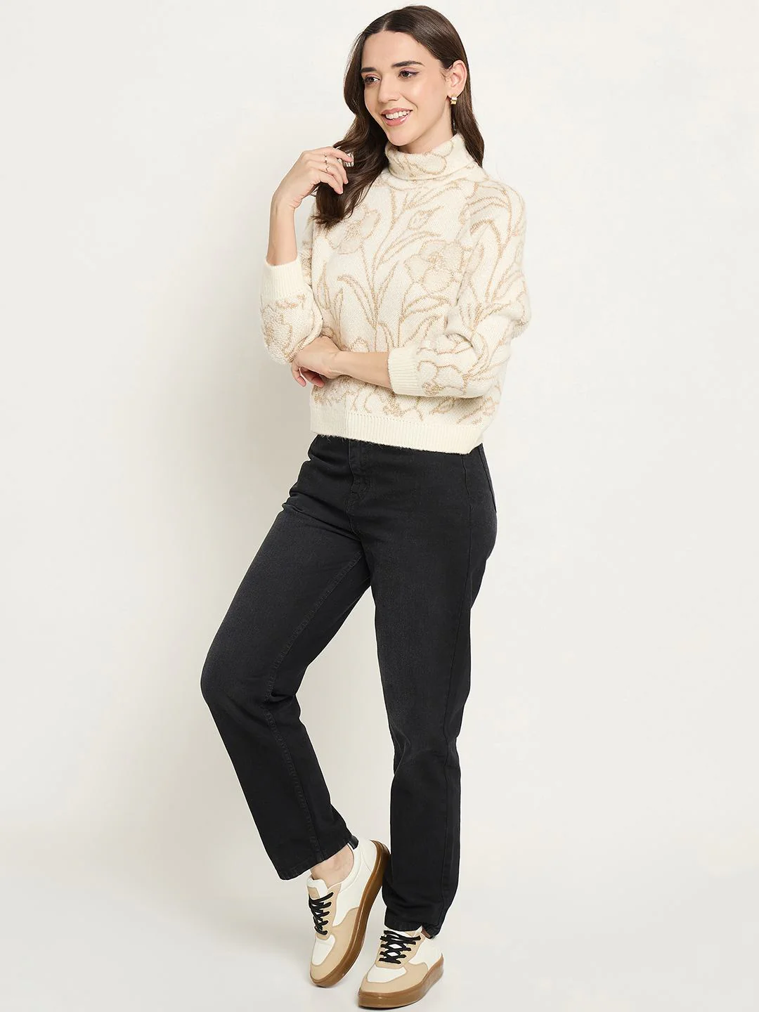 Madame Floral Print Off White Sweater - Image 3