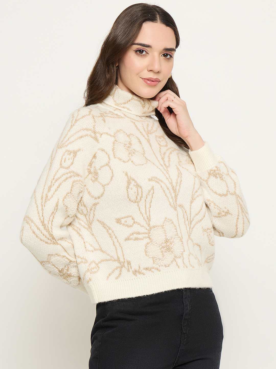 Madame Floral Print Off White Sweater - Image 4