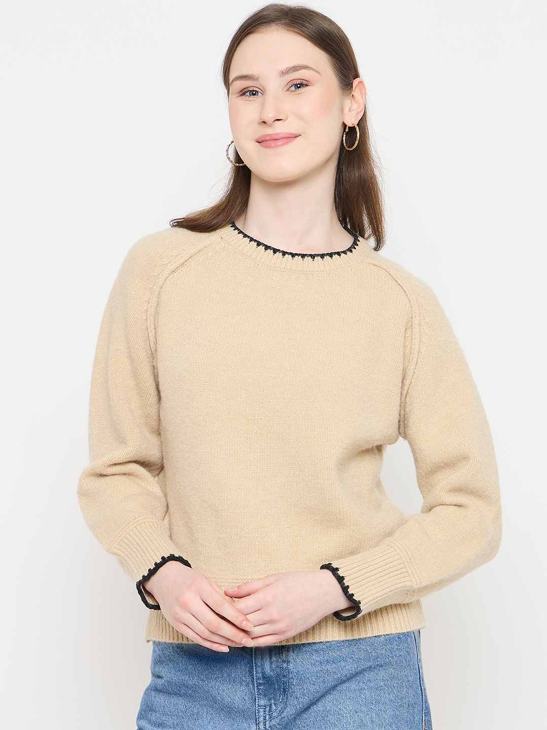 Madame Crew Neck Beige Sweater - Image 2