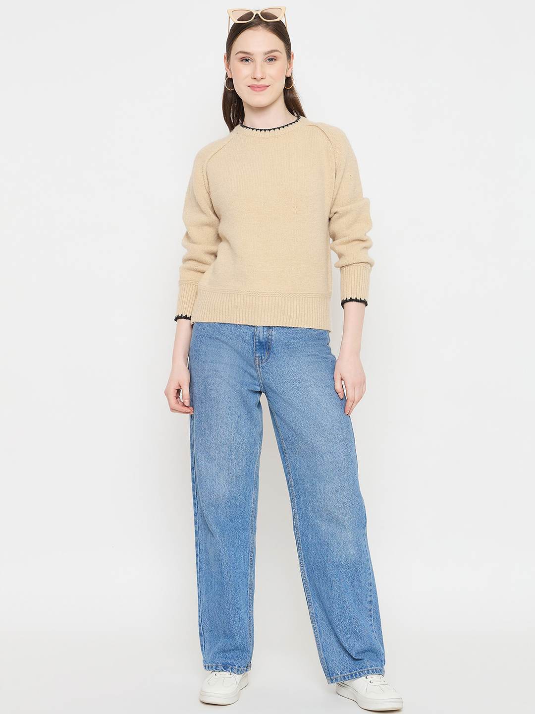 Madame Crew Neck Beige Sweater - Image 3