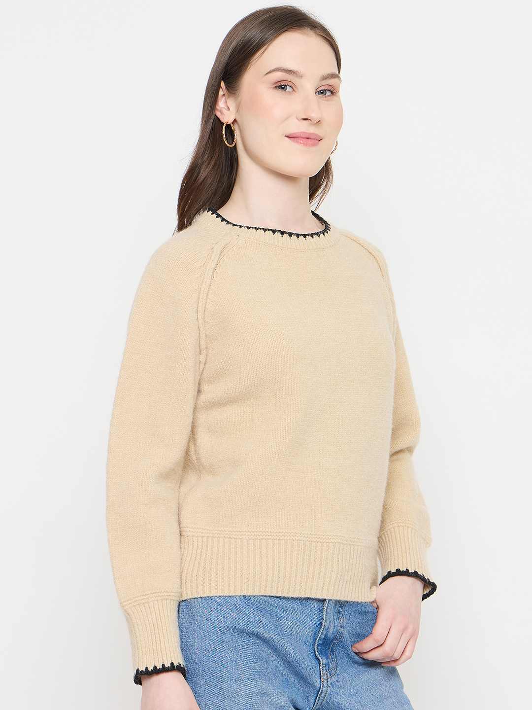 Madame Crew Neck Beige Sweater - Image 4