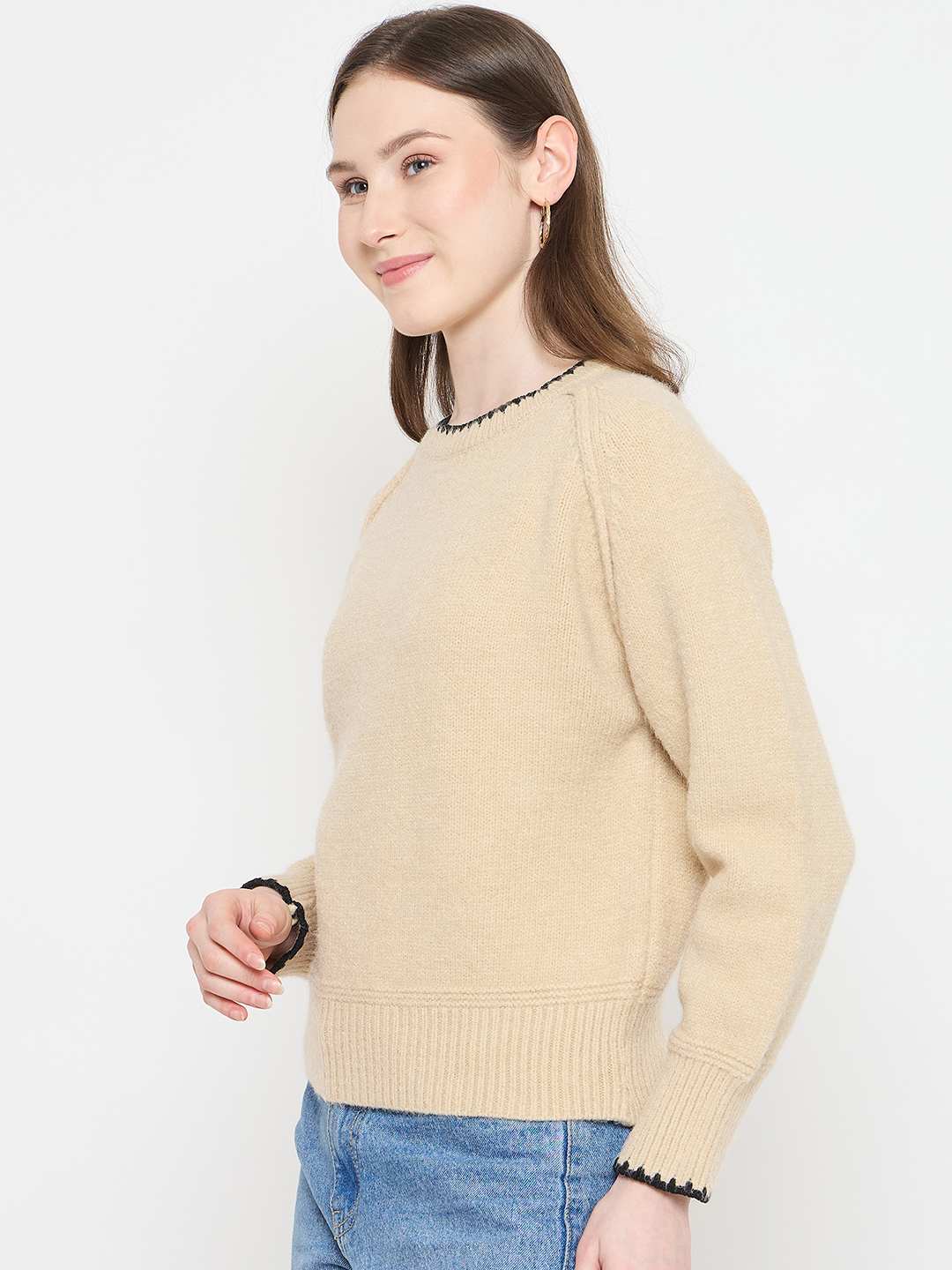 Madame Crew Neck Beige Sweater - Image 5