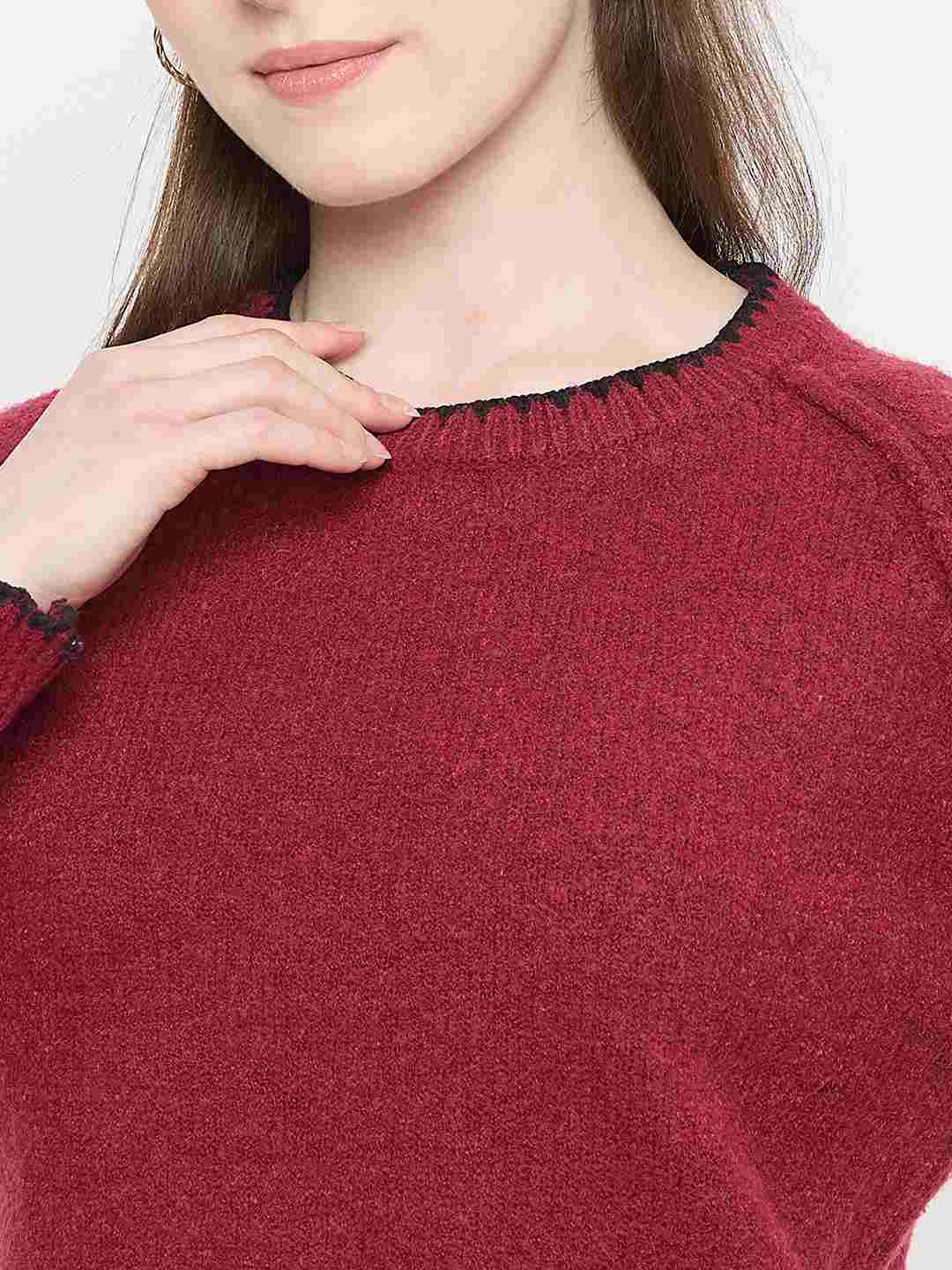Madame Maroon Crew Neck Sweater - Image 7