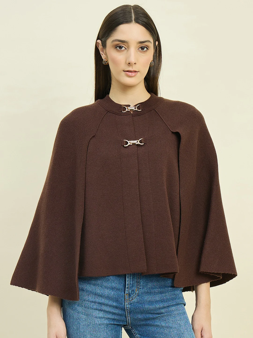 Madame Brown Shrug with Flared Sleeves
