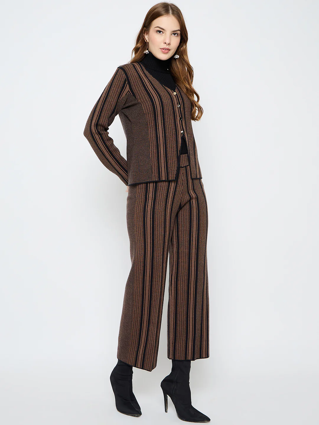 Madame Striped Three Piece Brown Co-ord Set - Image 5