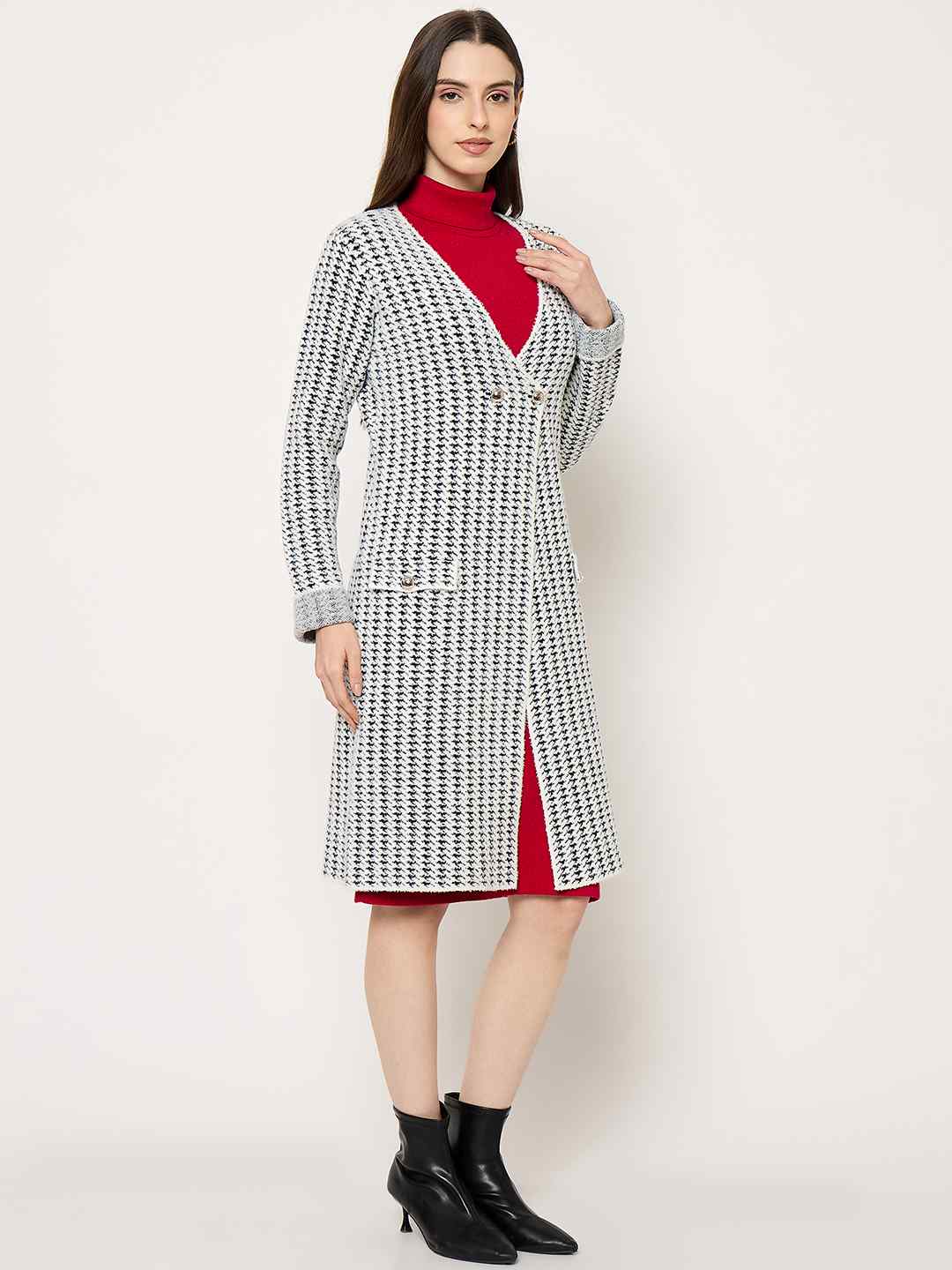 Madame Off White Dress and Cardigan Knitted Co-ord Set - Image 4