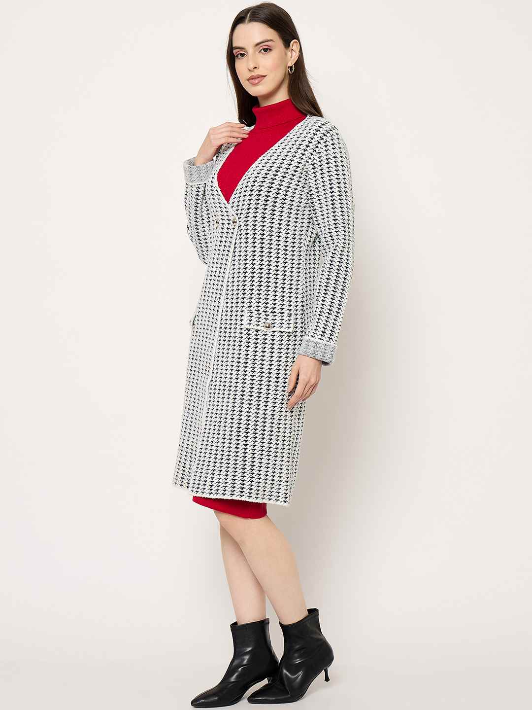 Madame Off White Dress and Cardigan Knitted Co-ord Set - Image 5