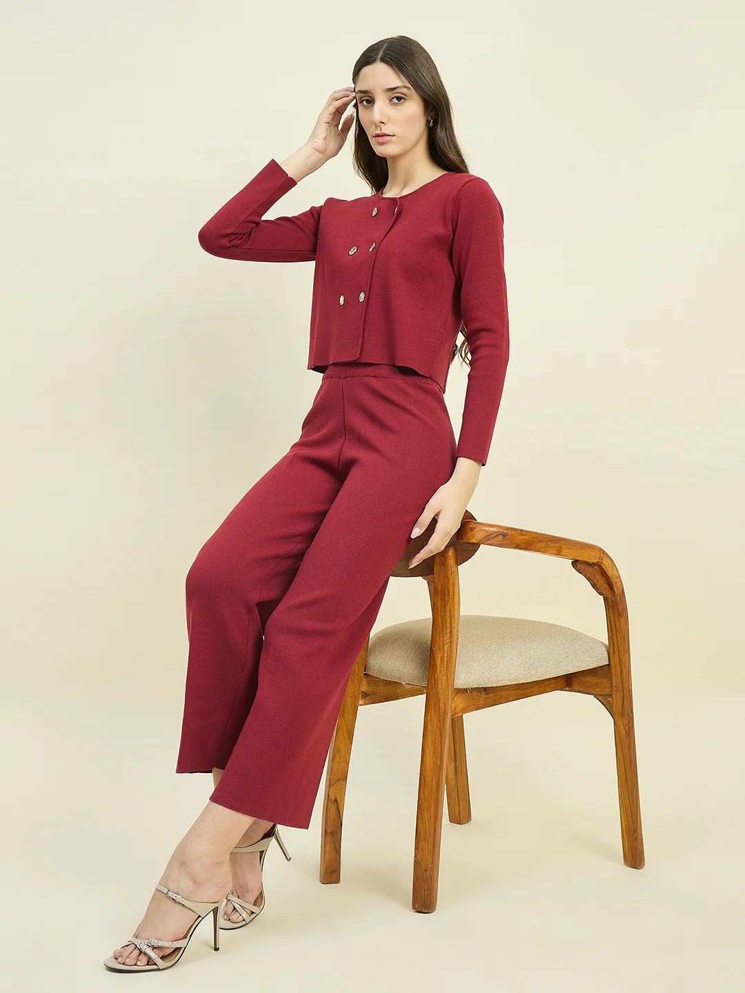 Madame Maroon Knit Co-ord Set - Image 2