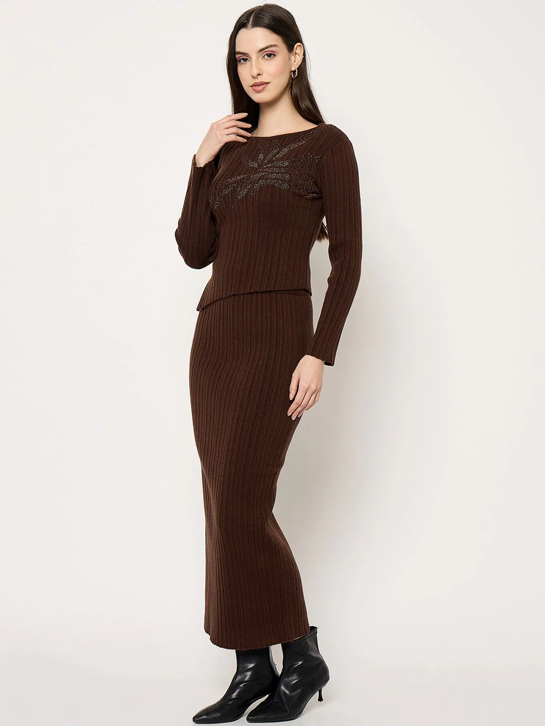 Madame Sweater and Skirt Shimmery Knitted Co-ord Set - Image 5