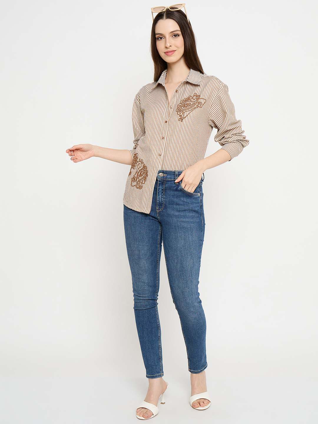 Madame Embroidered Brown Shirt - Image 2
