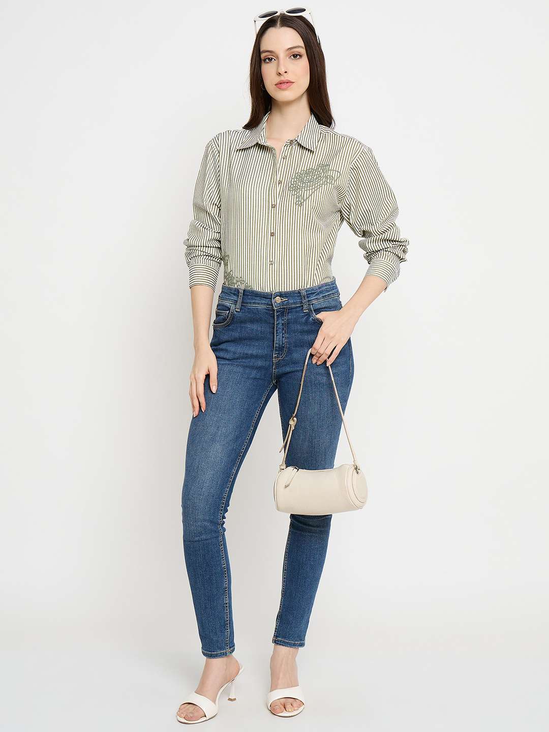 Madame Embroidered Green Shirt - Image 3