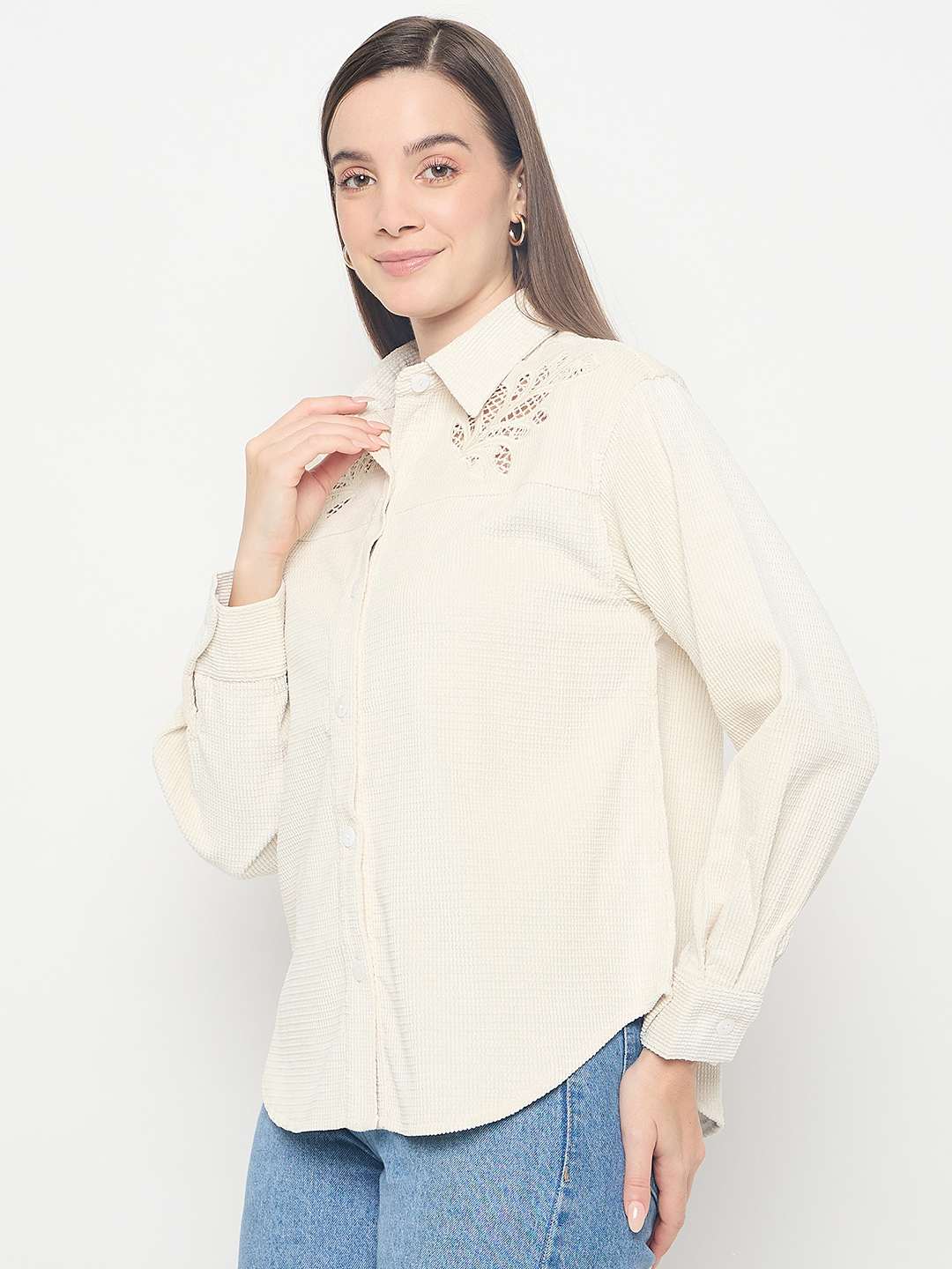 Madame Cutwork Detailed Off White Shirt - Image 5