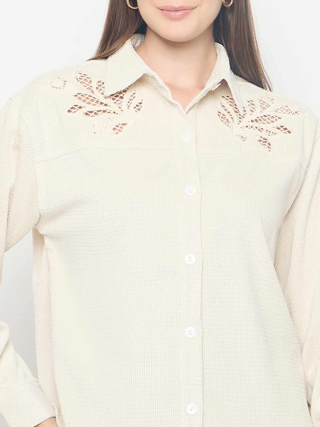 Madame Cutwork Detailed Off White Shirt - Image 7