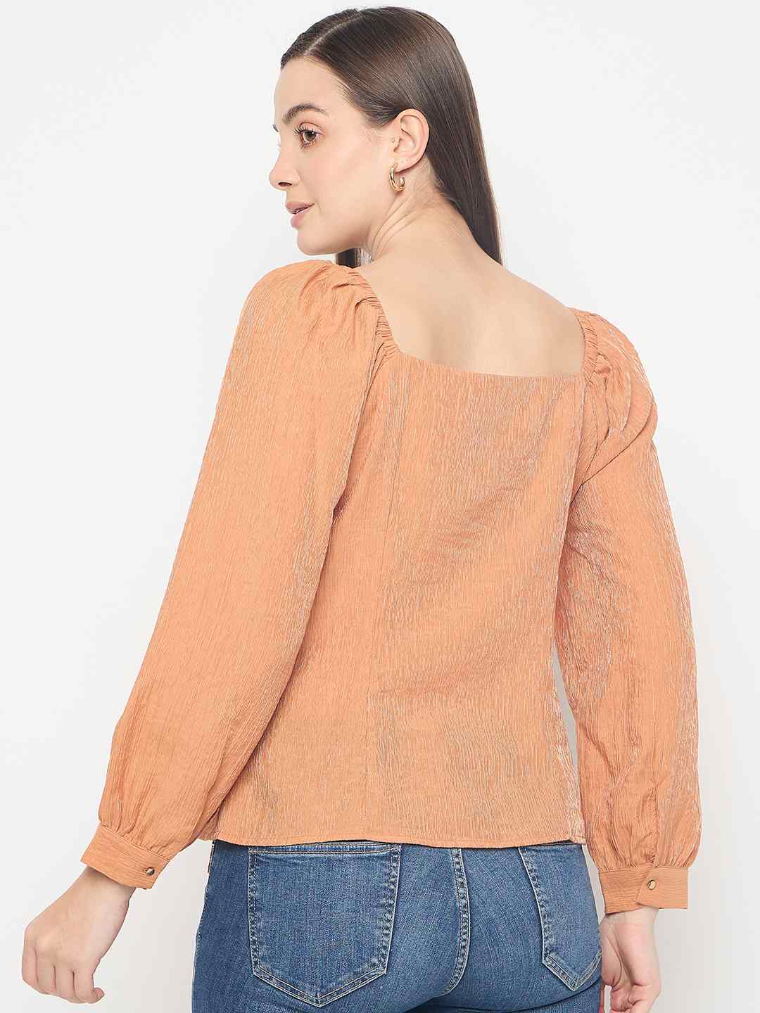 Madame Double Breasted Orange Wrap Top - Image 6