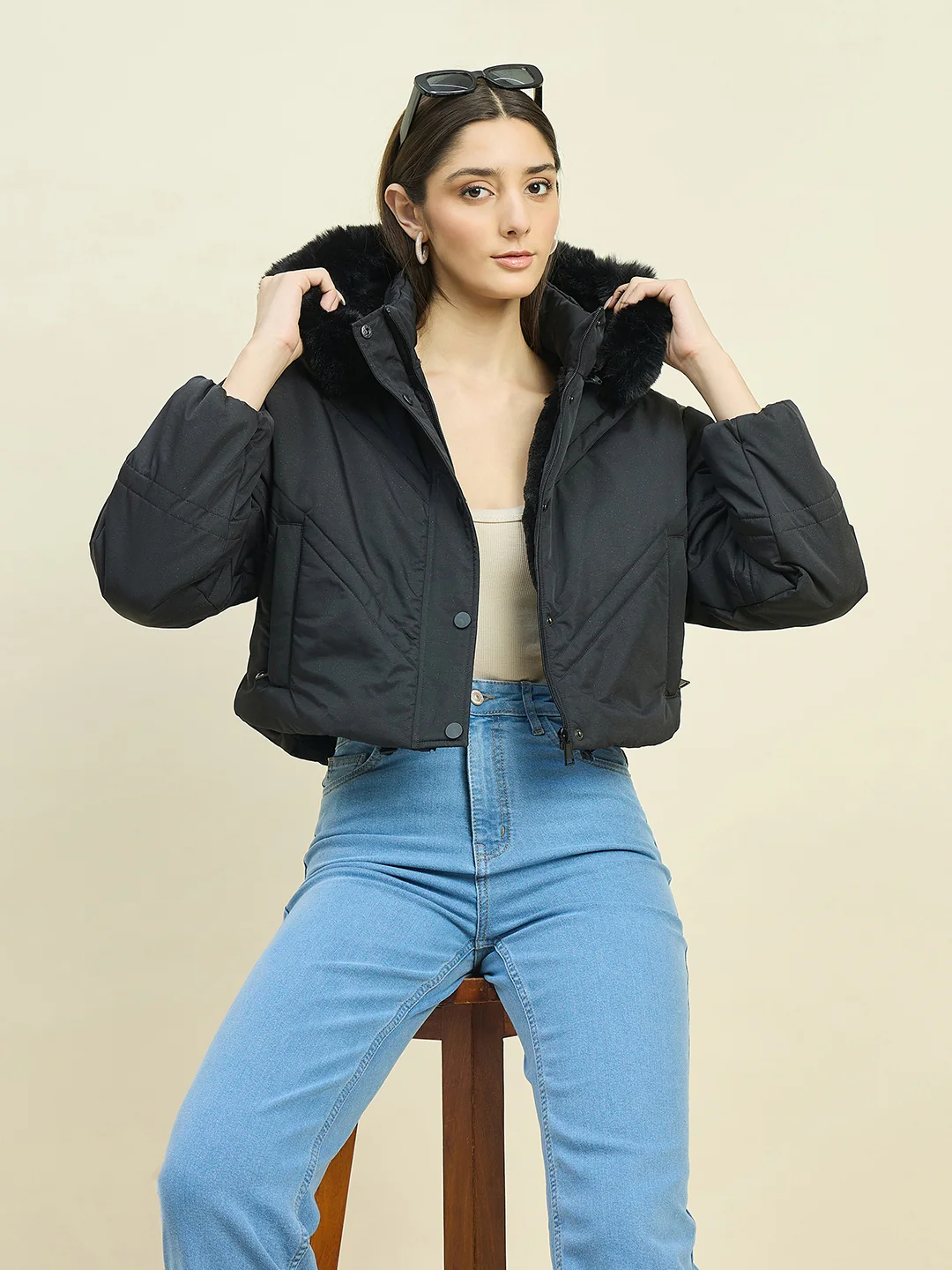 Madame Black Puffer Jacket - Image 2