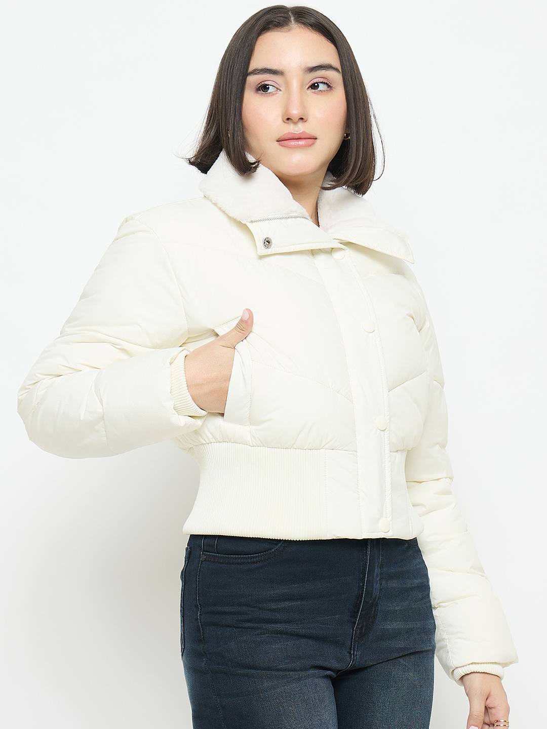 Madame Quilted Off White Jacket - Image 4