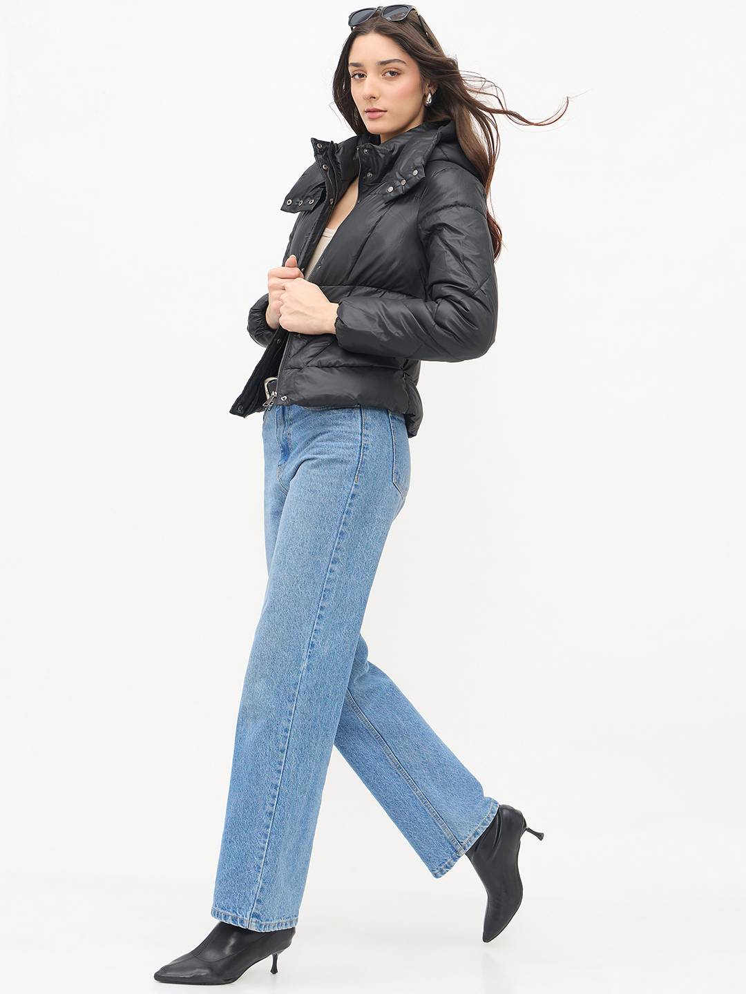 Madame Black Quilted PU Leather Jacket - Image 2