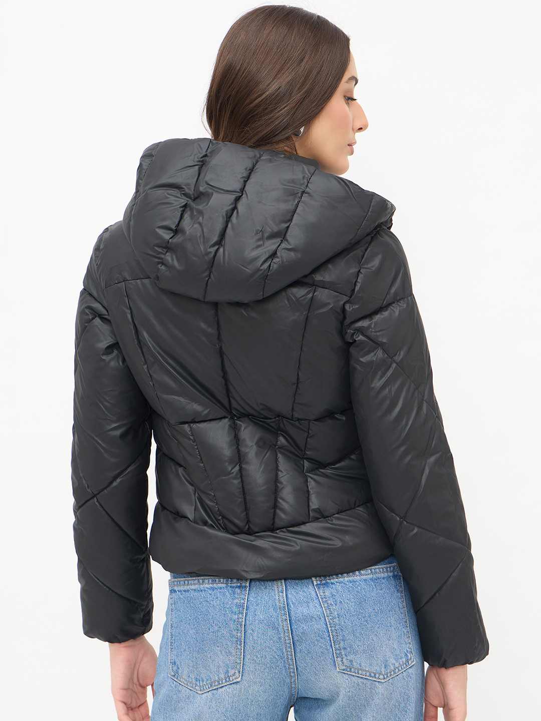 Madame Black Quilted PU Leather Jacket - Image 6