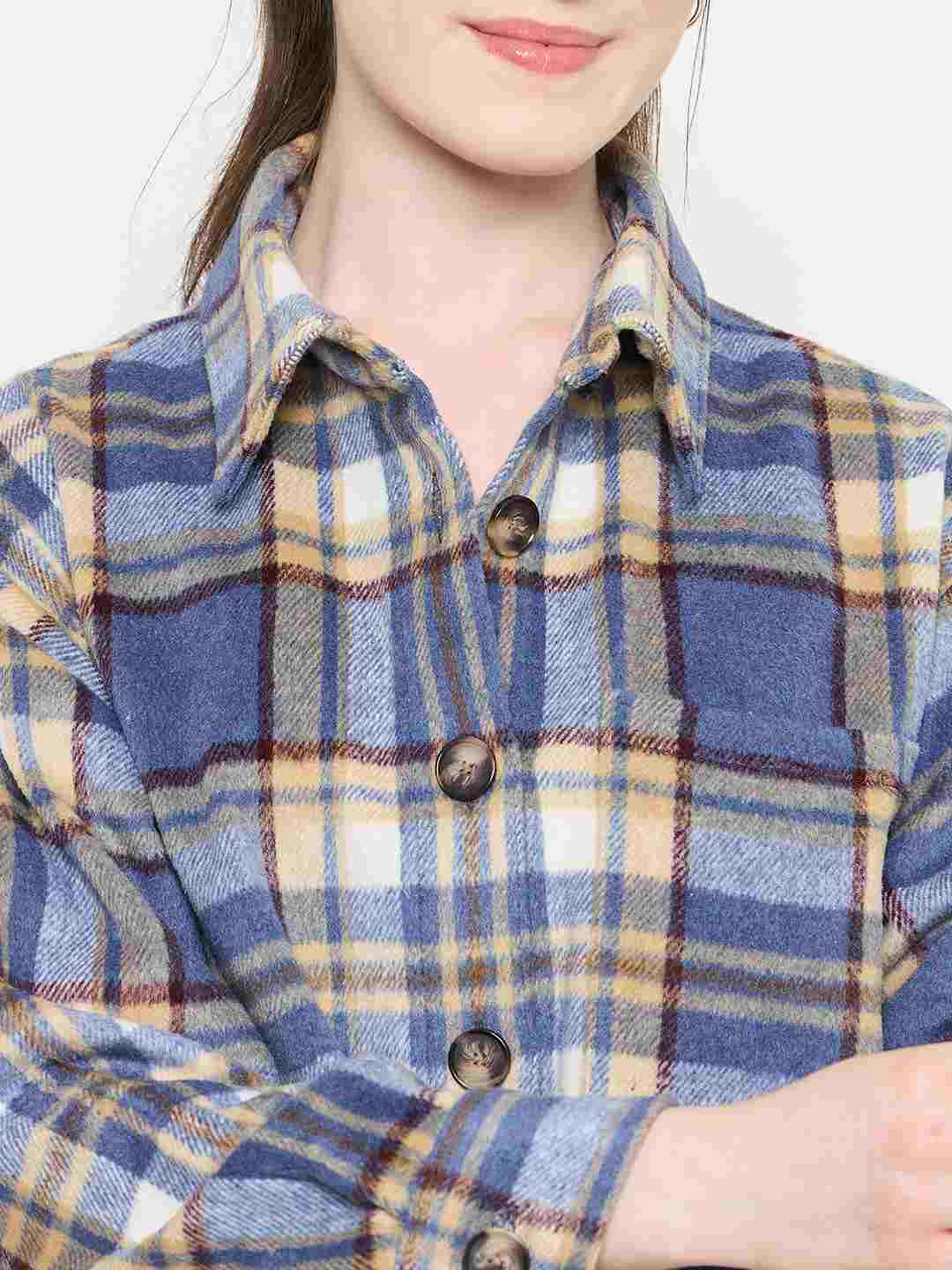 Madame Blue Checkered Shacket - Image 7