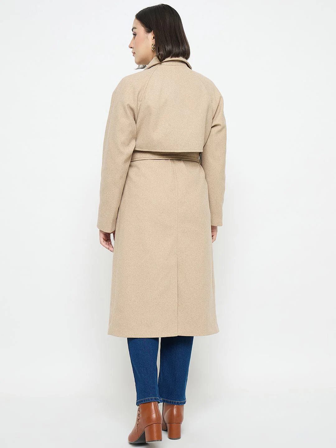 Madame Beige Belted Long Coat - Image 6