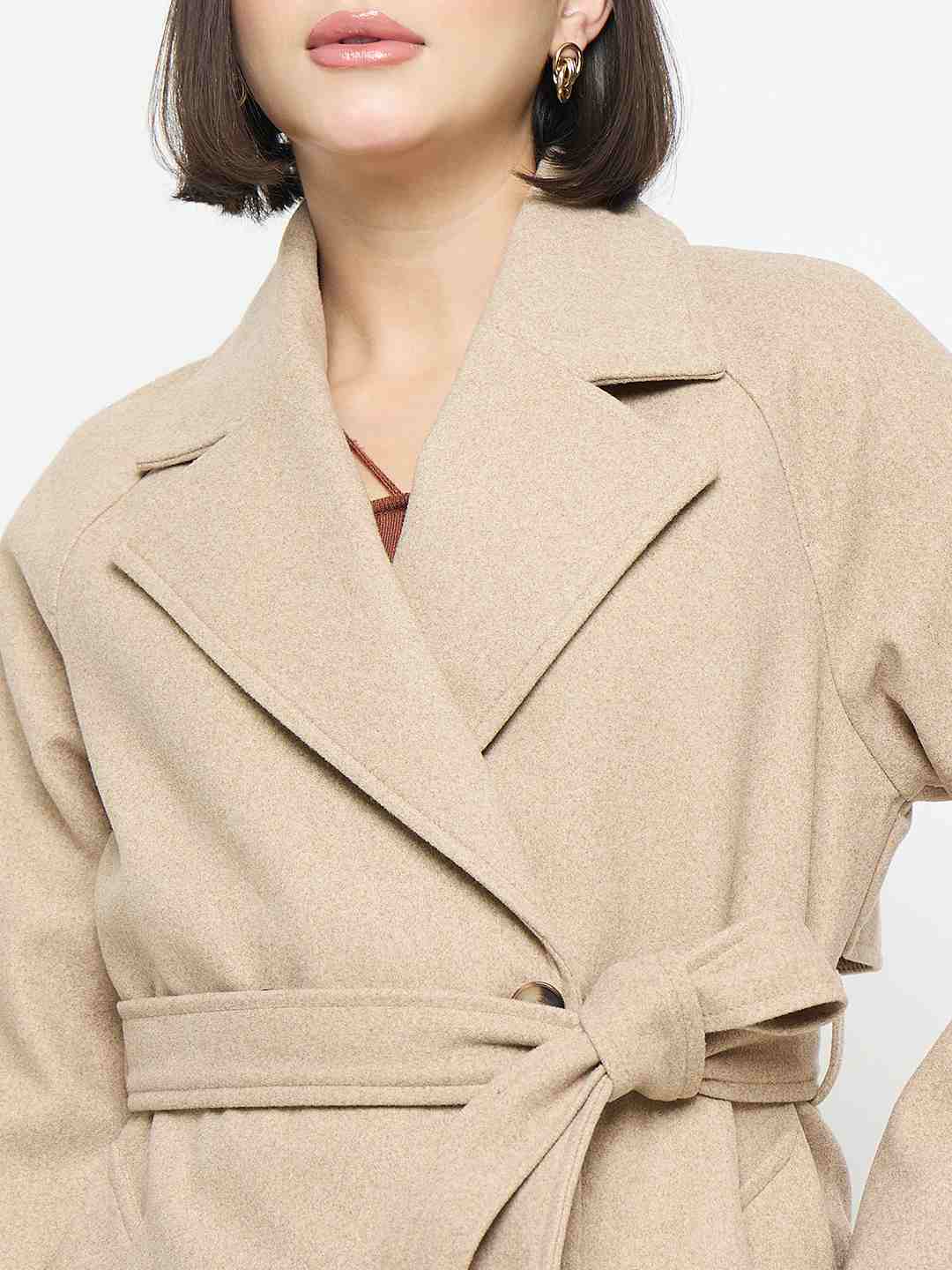 Madame Beige Belted Long Coat - Image 7