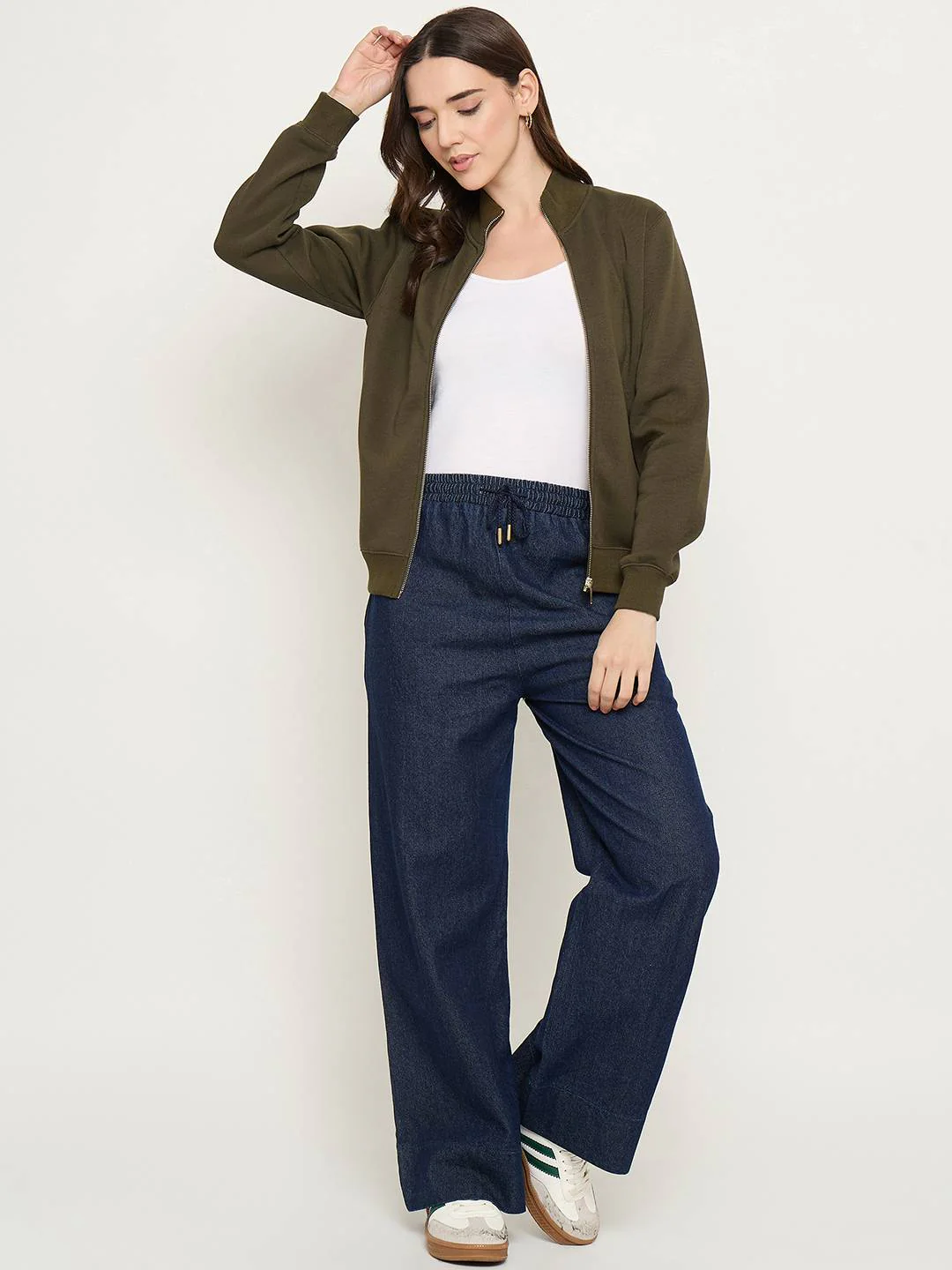 Madame High Neck Olive Sweatshirt - Image 3