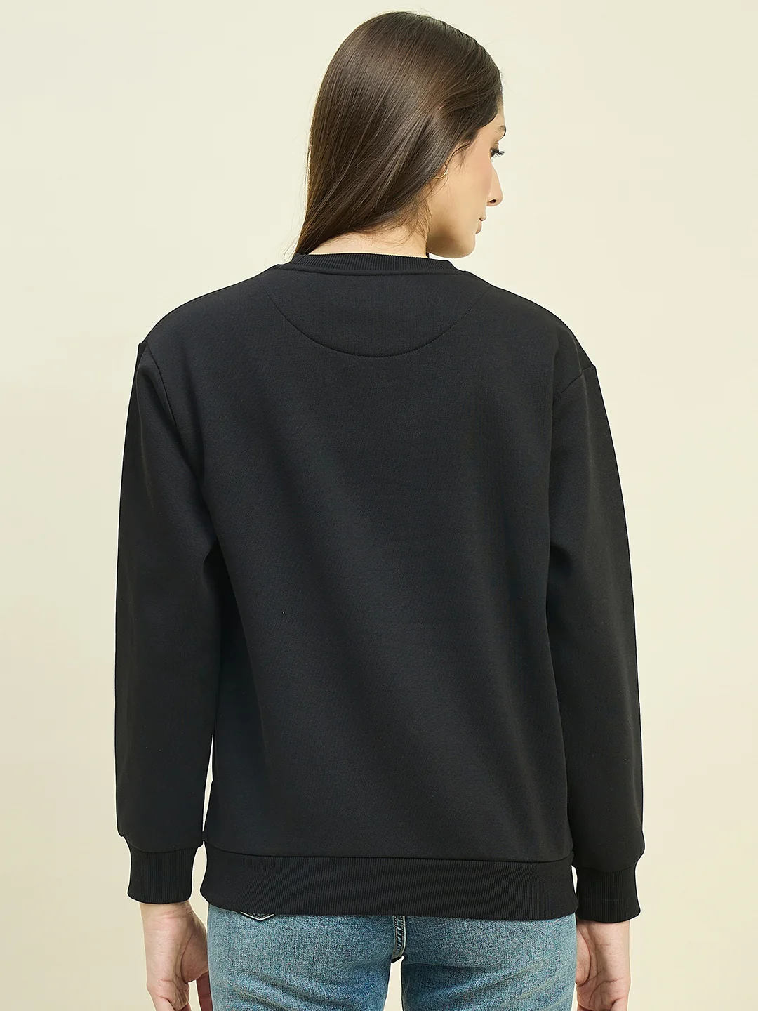 Madame Black Cotton Blend Printed Sweatshirt - Image 6