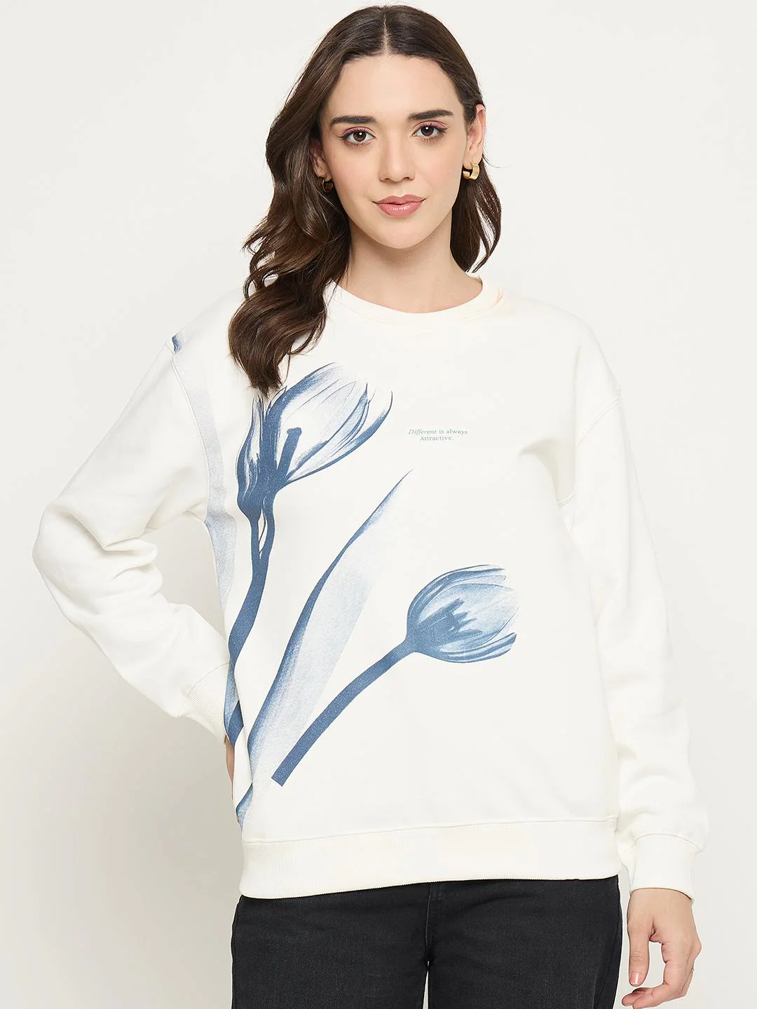 Madame Floral Print White Sweatshirt - Image 3