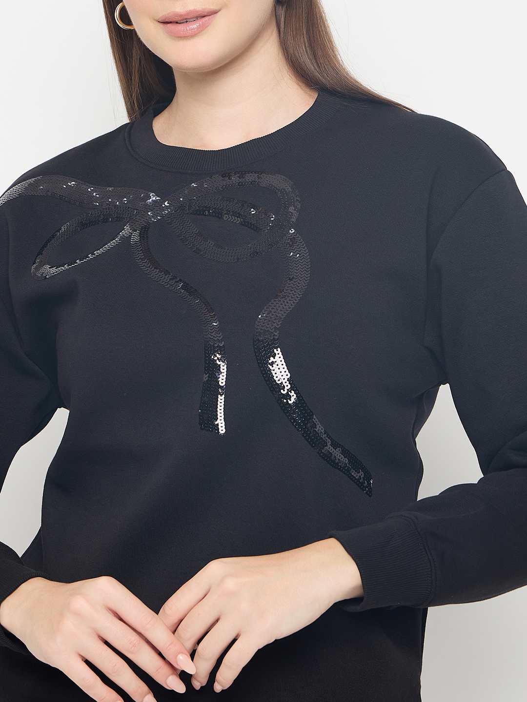 Madame Embellished Cotton Blend Black Sweatshirt - Image 7