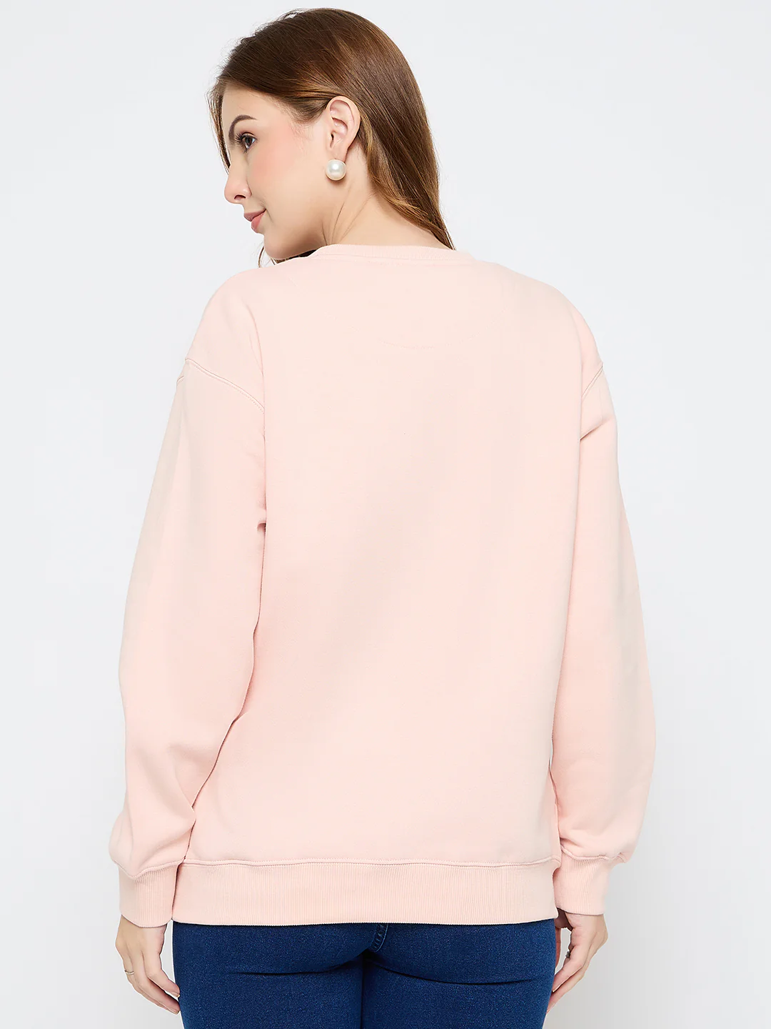 Madame Embellished Print Cotton Blend Peach Sweatshirt - Image 6