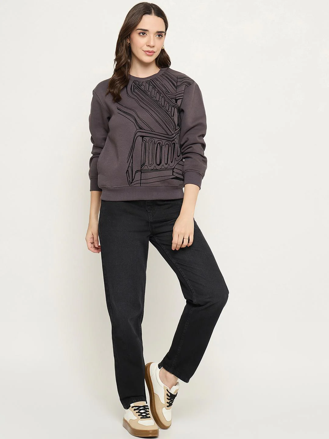 Madame Printed Grey Sweatshirt - Image 2