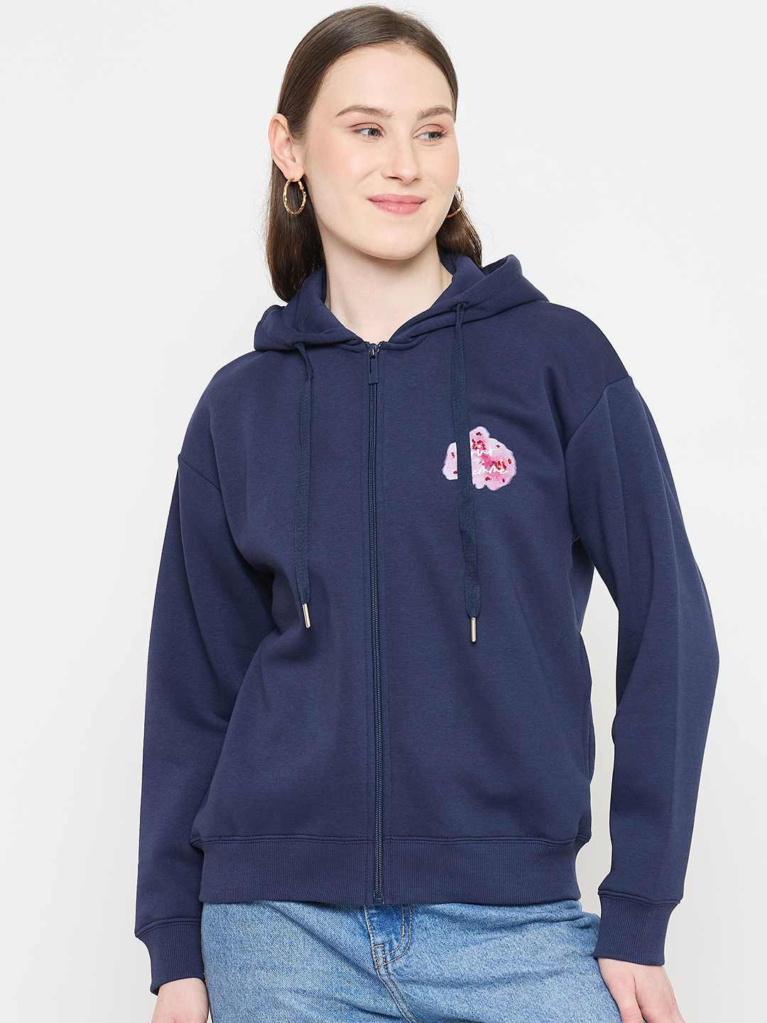 Madame Hooded Blue Sweatshirt with Zipper - Image 2