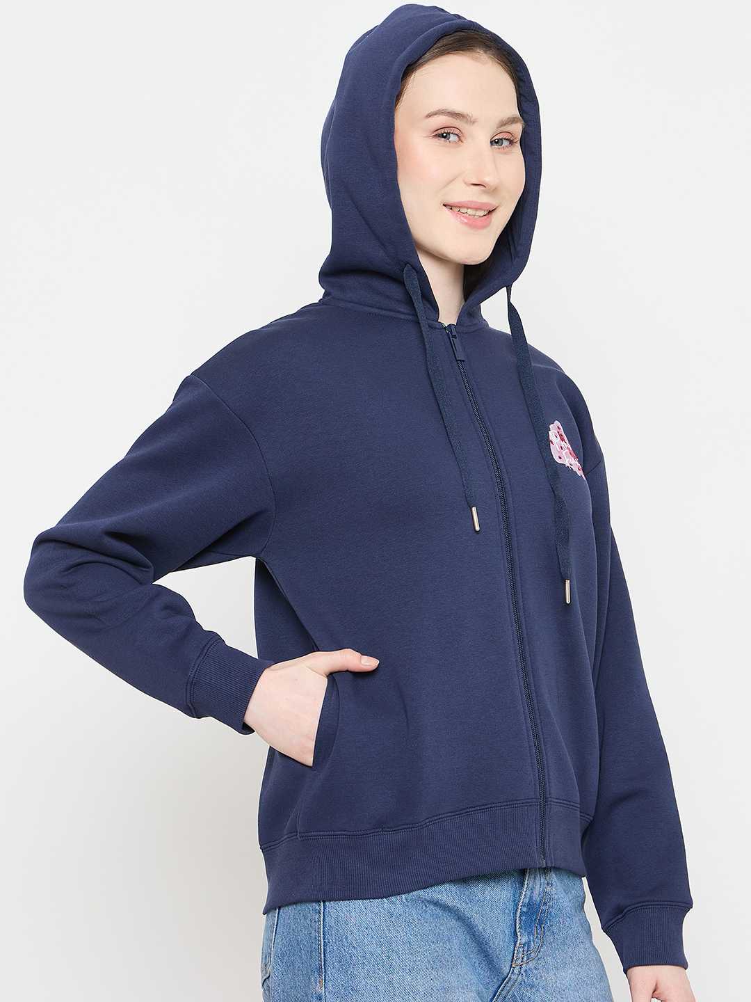 Madame Hooded Blue Sweatshirt with Zipper - Image 4