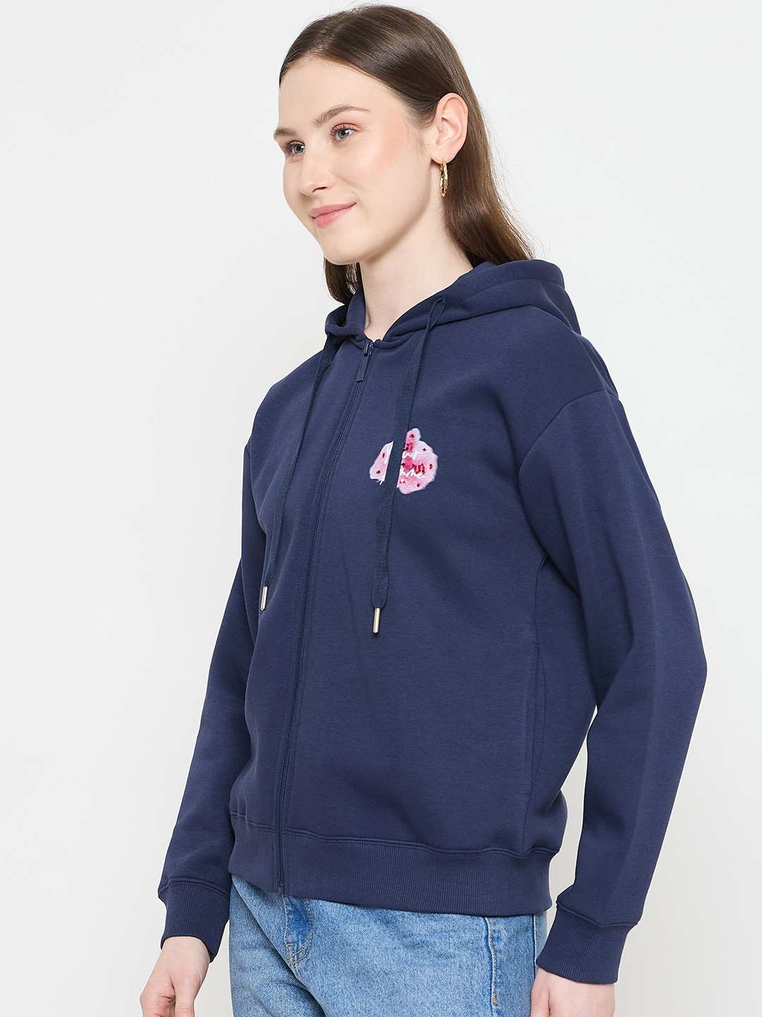 Madame Hooded Blue Sweatshirt with Zipper - Image 5