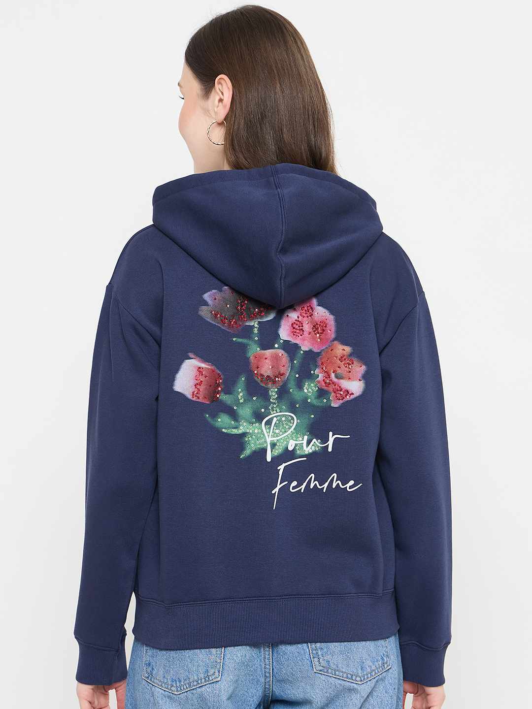 Madame Hooded Blue Sweatshirt with Zipper - Image 6